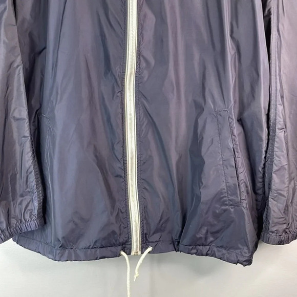 EDDIE BAUER Oversize Windbreaker Jacket Navy Hooded Drawstring Granola Size M - Picture 4 of 11